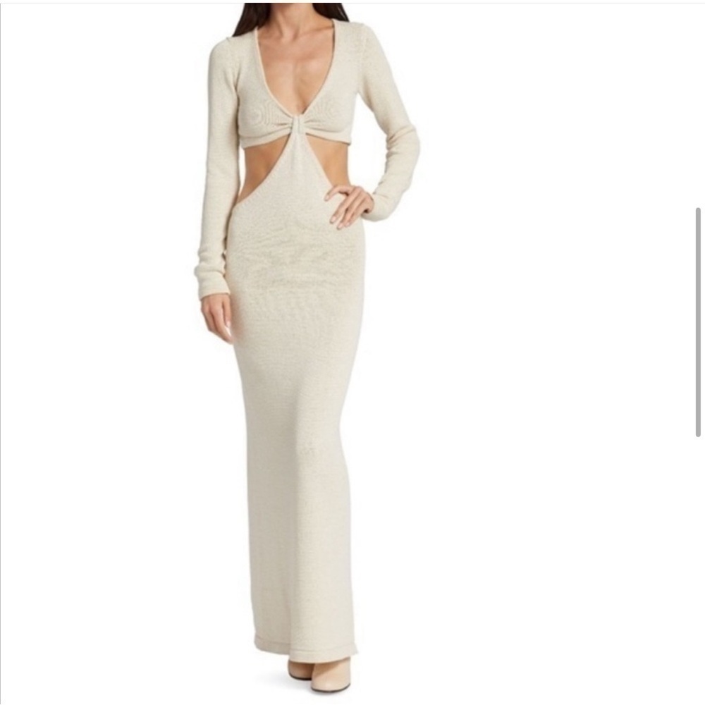 CULT GAIA Knit Cut Out Jana Dress in Off White Size Large NWT
